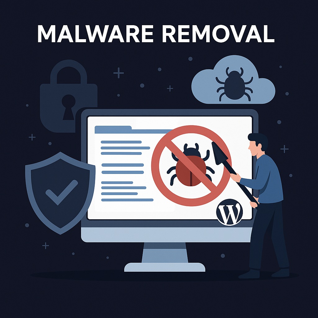 Ilustrasi proses pembersihan malware WordPress